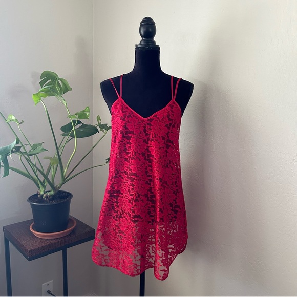 Red Lace Slip Dress - Picture 1 of 16